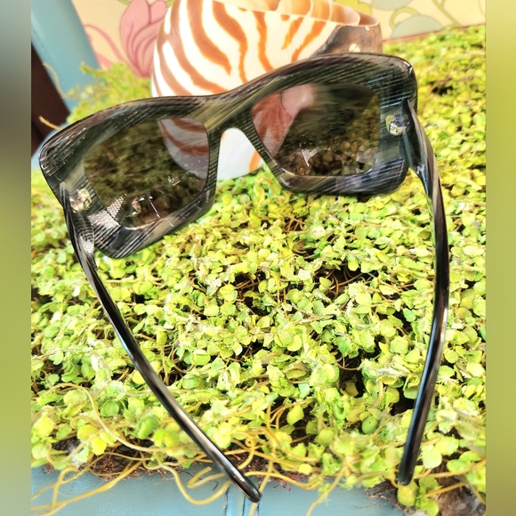 GIORGIO ARMANI Black Grey Striped Vtg Oversized GA 205/S BK6 Logo Sunglasses EUC - Picture 9 of 16